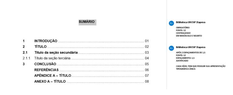 Modelo De Sumário Abnt Para Download Como Fazer No Word Exemplos Abnt Para Tcc